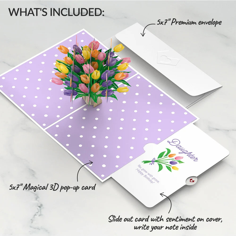 Tulips Birthday Pop-Up Card and Spring Tulips Sentiment Set for Daughter