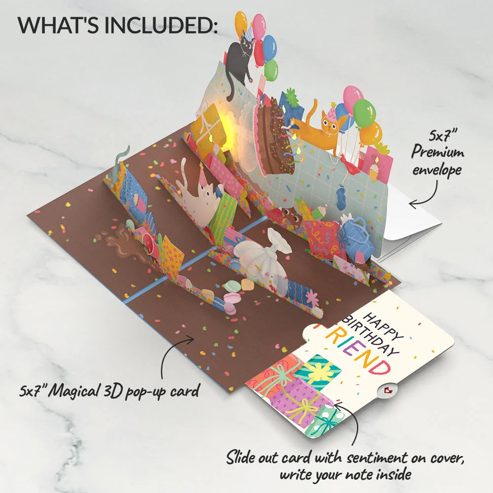 Birthday Cat-astrophe Music and Lights Pop-Up Card and Sentiment Set for Friend