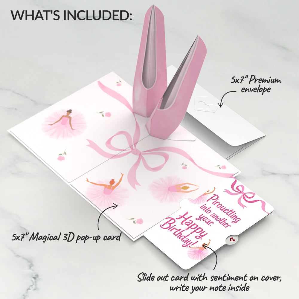 Ballet Slippers Birthday Pop-Up Card and Pirouetting Another Year Sentiment Set