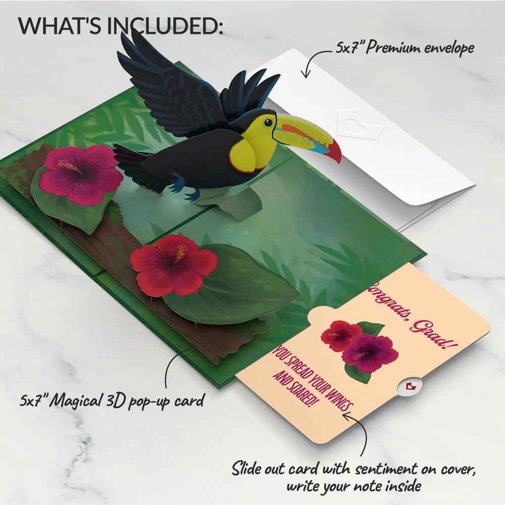 Rainforest Toucan Graduation Pop-Up Card and Hibiscus Sentiment Set