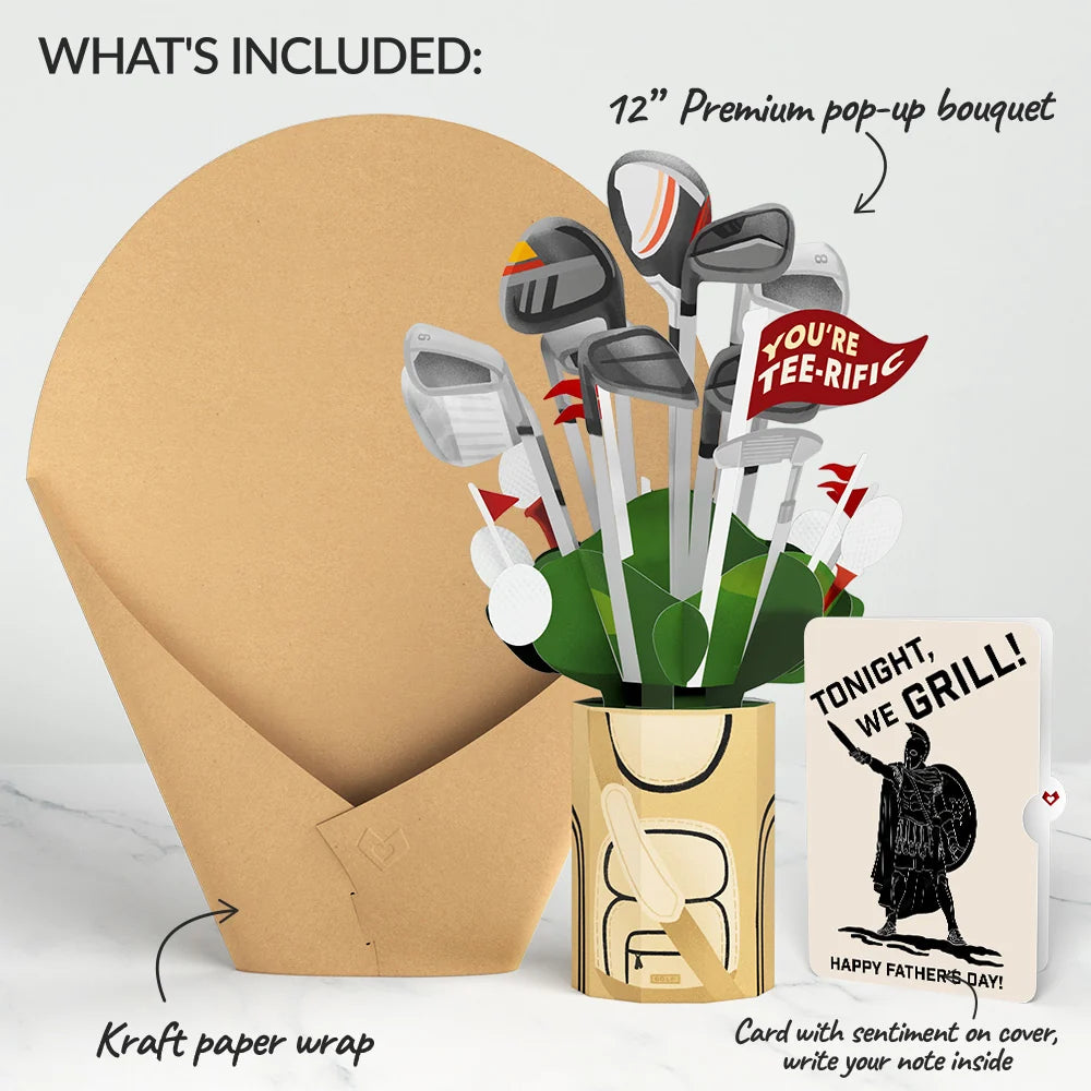 Tee-rific Golf Father's Day Bouquet and Spartan Grilling Sentiment Set