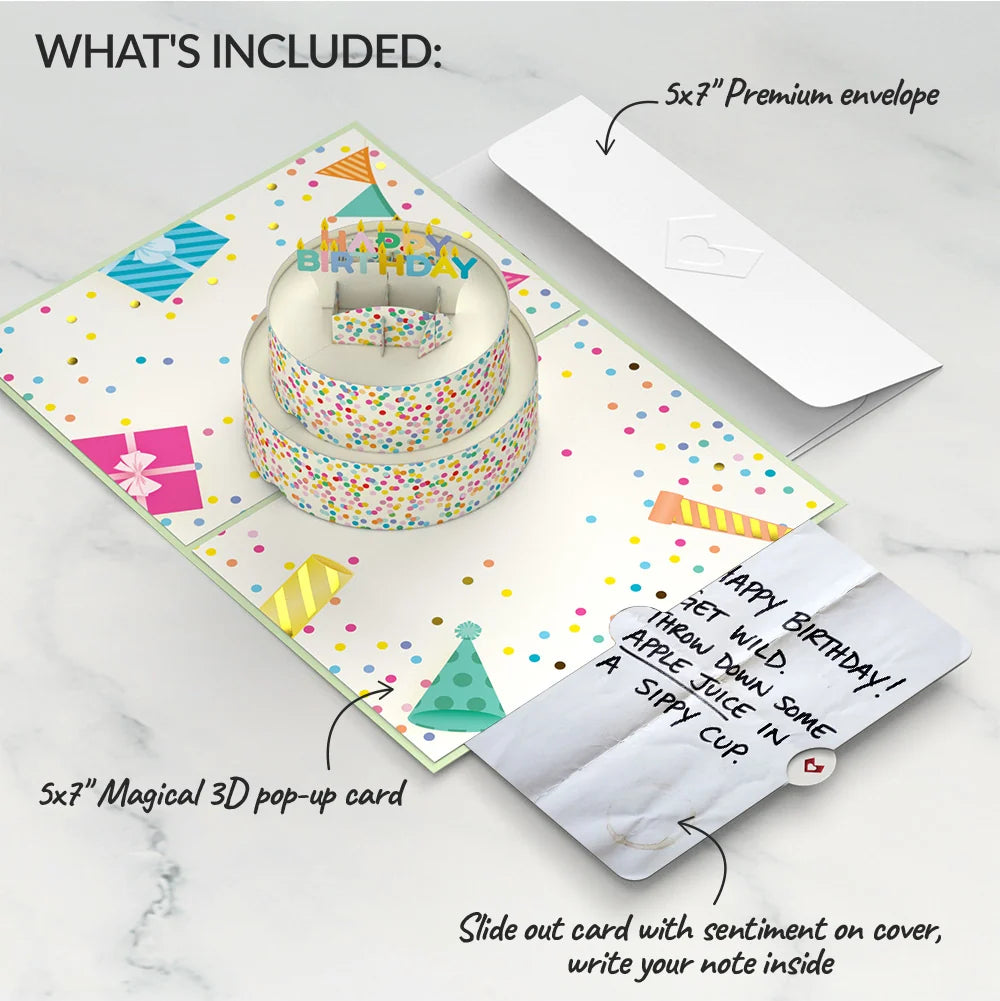 Sprinkles Birthday Cake Pop-Up Card and Sippy Cup Wild Sentiment Set