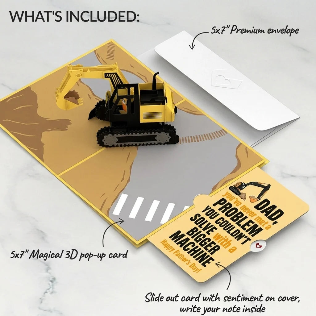 Excavator Father's Day Pop-Up Card and Sentiment Set for Dad