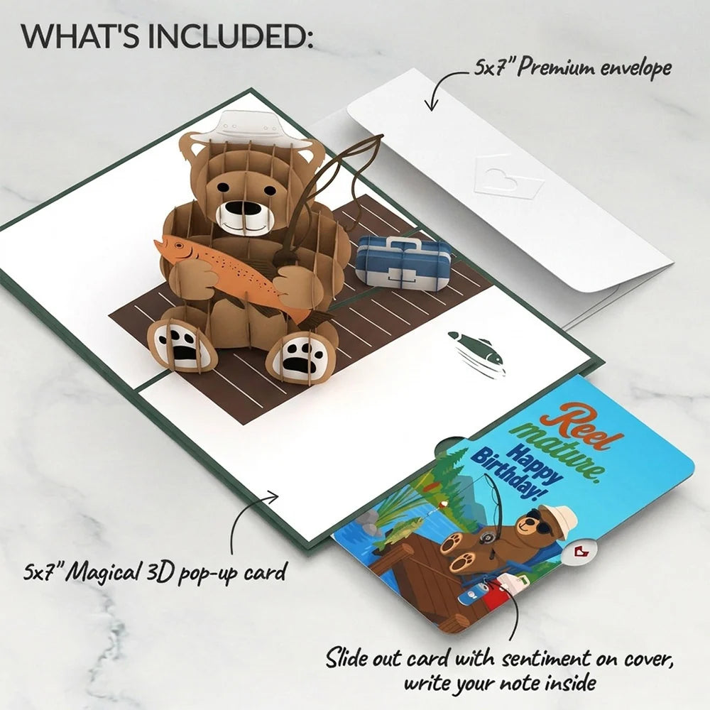 Fishing Bear Birthday Pop-Up Card and Sentiment Set