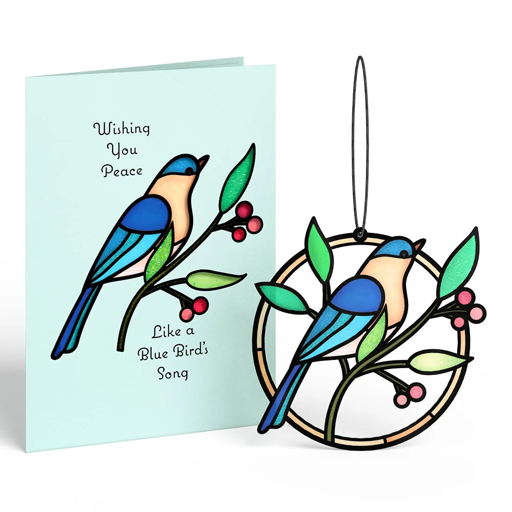 Wishing You Peace Bluebird Suncatcher Card