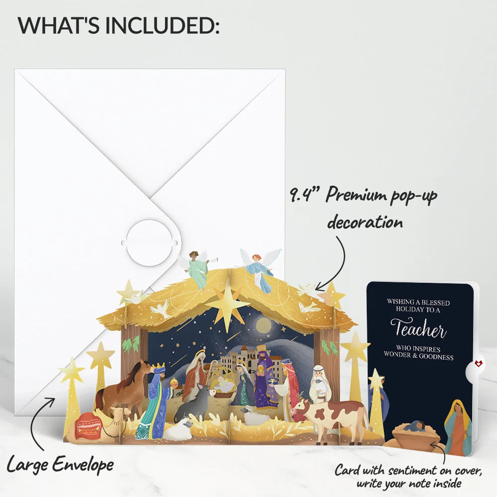Nativity Christmas Giant Pop-Up Gift and Sentiment Set for Teacher