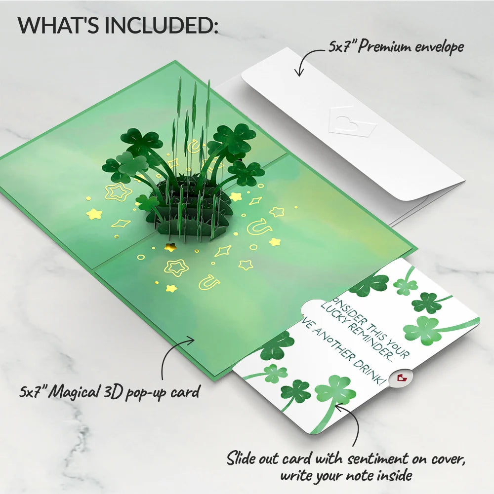 Saint Patrick's Day Lucky Clover Pop-Up Card and Shamrock Cheers Sentiment Set