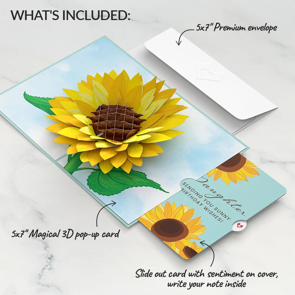 Sunflower Birthday Pop-Up Card and Sentiment Set for Daughter