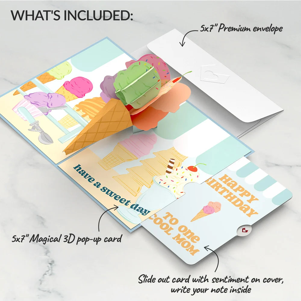 Sweet Day Ice Cream Birthday Pop-Up Card and Sentiment Set for Mom