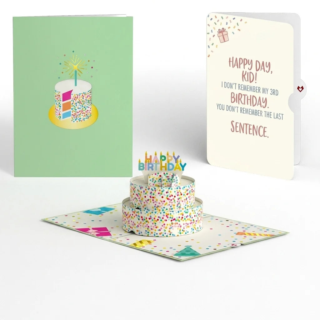 Sprinkles Birthday Cake Pop-Up Card and Last Sentence Sentiment Set for Kid