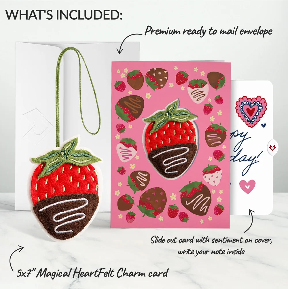 Sweet Strawberry Birthday HeartFelt Charm Card™ and Sentiment Set