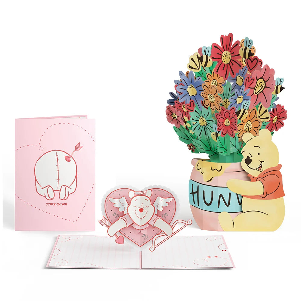Disney’s Winnie the Pooh Pop-Up Card & Flower Buds Bouquet Bundle