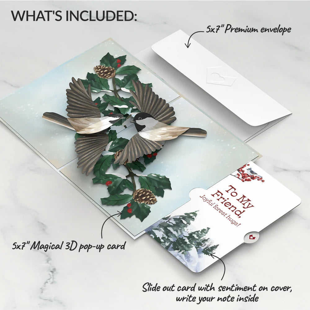 Winter Chickadees Pop-Up Card and Sentiment Set for Friend