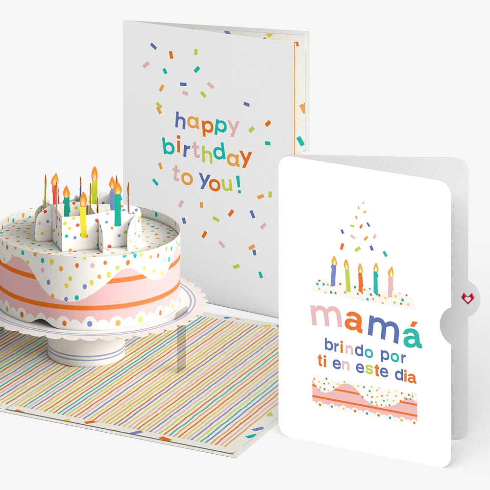 Happy Birthday to You! Confetti Cake Pop-Up Card and Sentiment Set for Spanish Mom