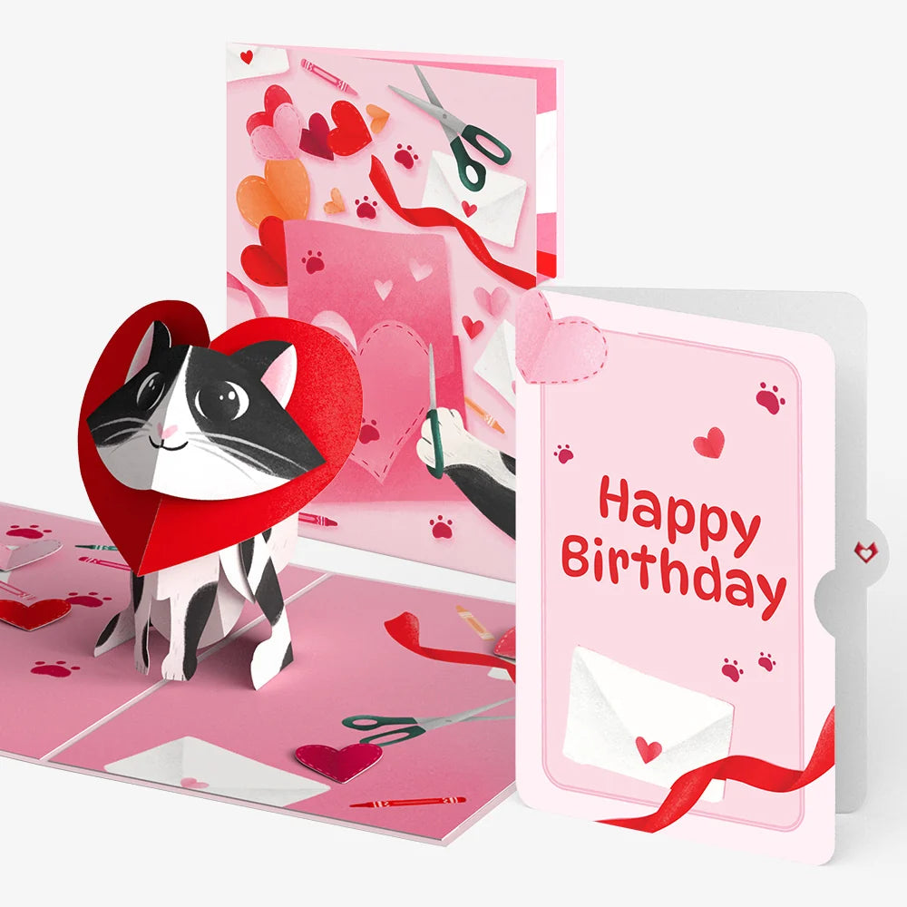 Crafty Love Cat Birthday Pop-Up Card and Sentiment Set
