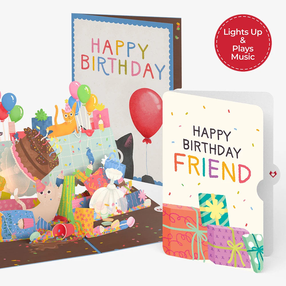 Birthday Cat-astrophe Music and Lights Pop-Up Card and Sentiment Set for Friend