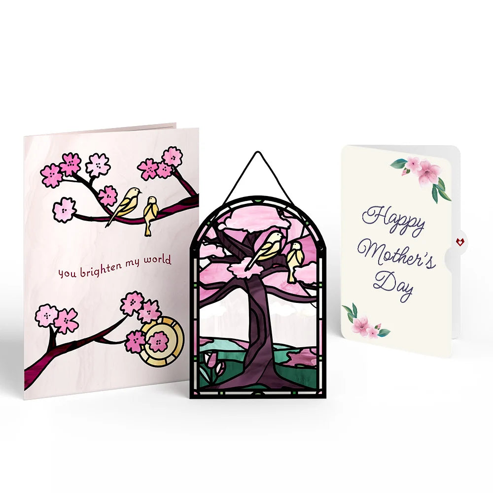 You Brighten My World Birds Mother's Day Suncatcher Card and Sentiment Set
