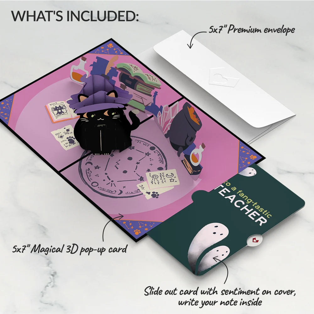 Halloween Cat Classic Pop-Up Card and Sentiment Set for Teacher