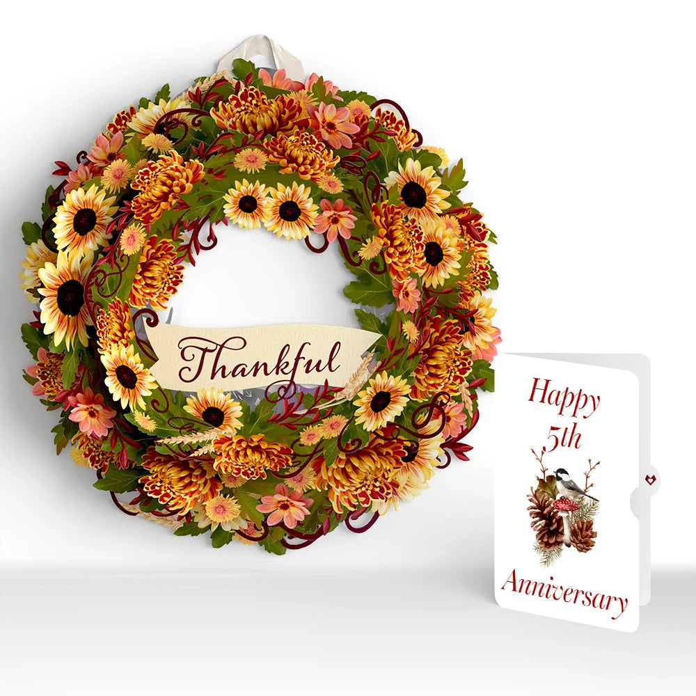 Thankful 5th Anniversary Wreath and Sentiment Set