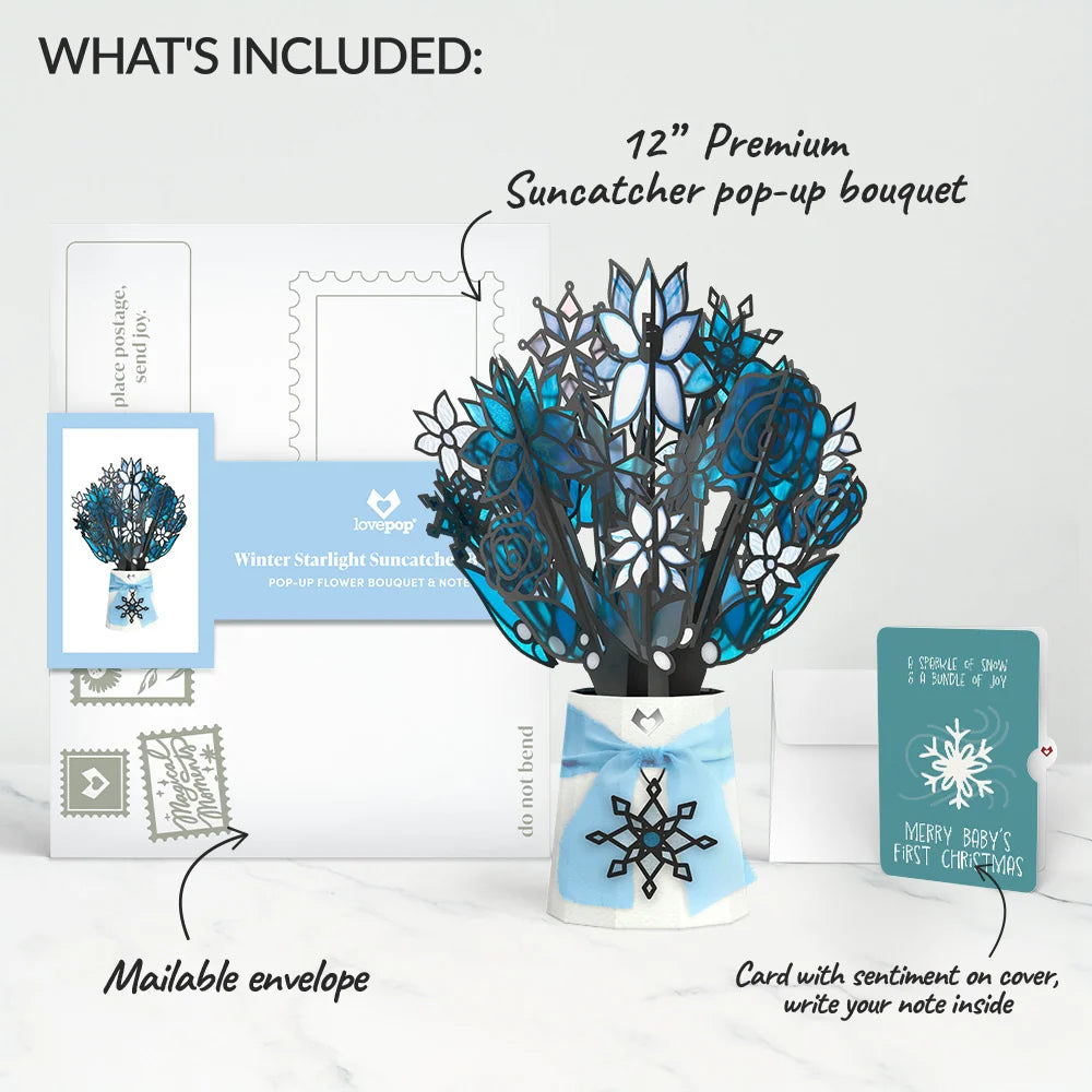 Winter Starlight Suncatcher Bouquet and Sentiment Set for Baby