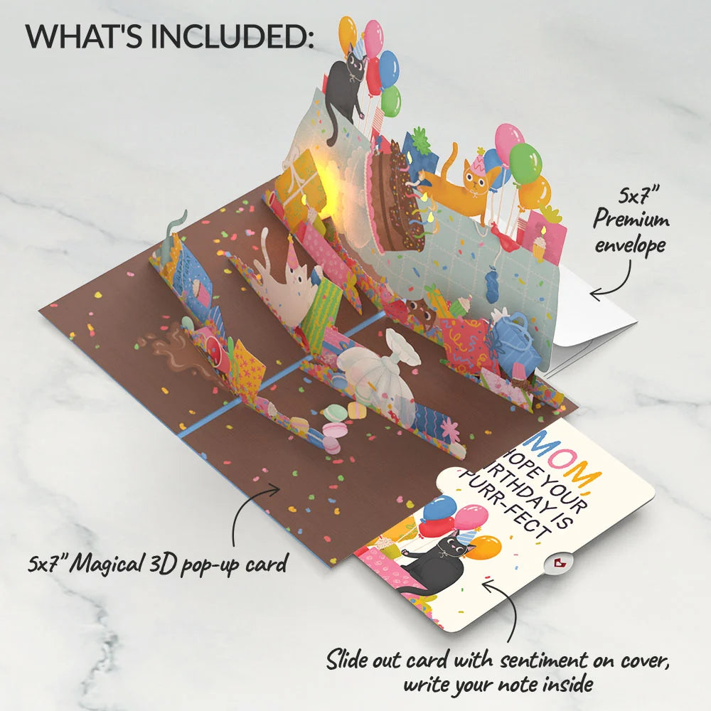 Birthday Cat-astrophe Music and Lights Pop-Up Card and Sentiment Set for Mom
