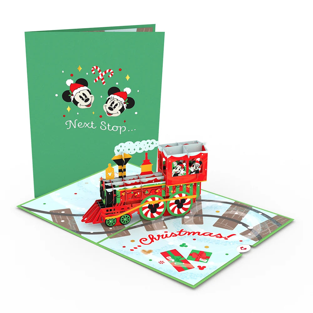Disney's Mickey & Minnie Mouse Christmas Train Pop-Up Card