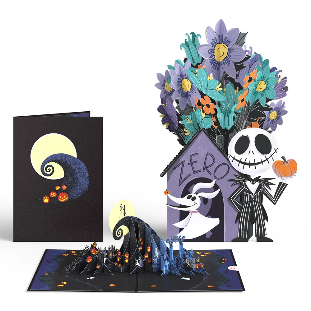 Disney Tim Burton’s The Nightmare Before Christmas Pop-Up Card & Flower Buds Bouquet Bundle