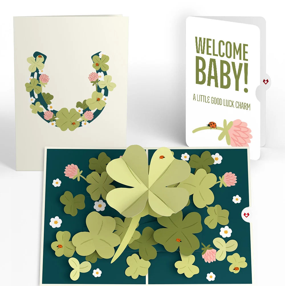 Shamrock Fields New Baby Pop-Up Card and Sentiment Set for New Parent