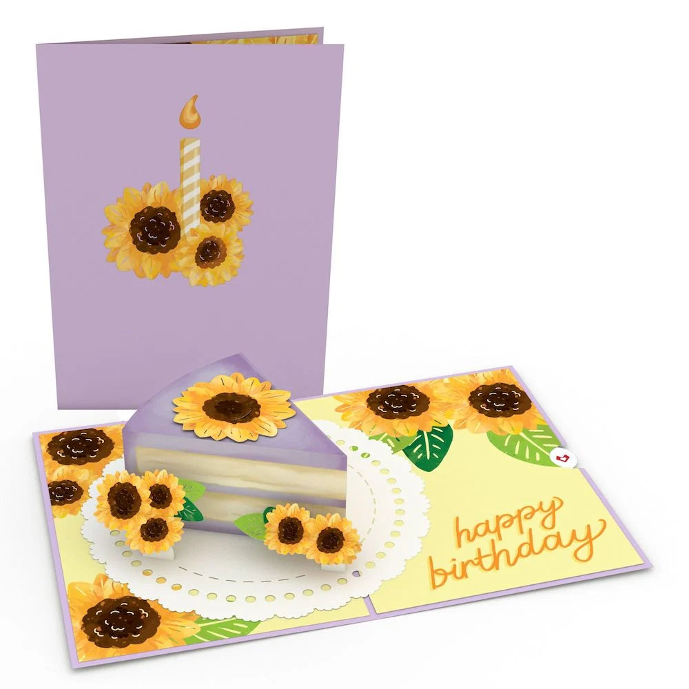 Sunflower Birthday Cake Slice Pop-Up Card