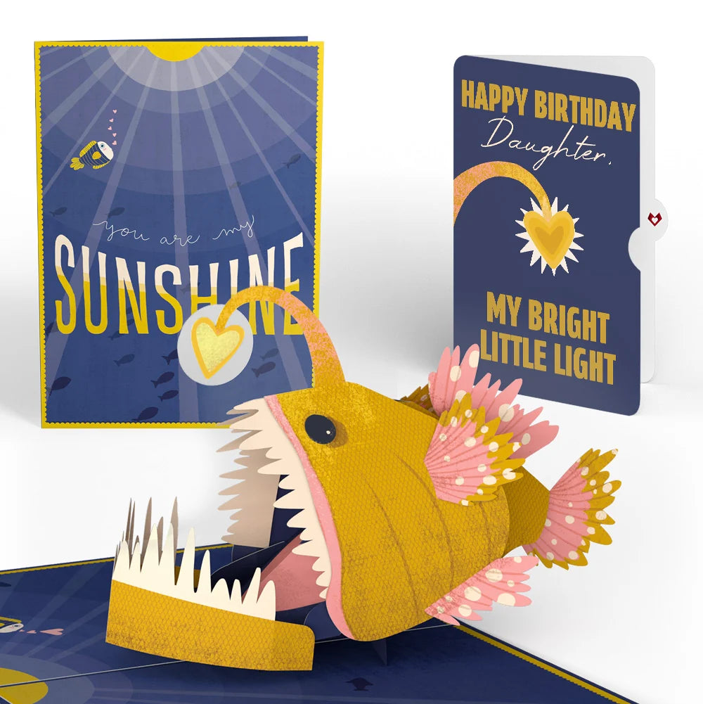 You Are My Sunshine Anglerfish Birthday Pop-Up Card and Sentiment Set for Daughter