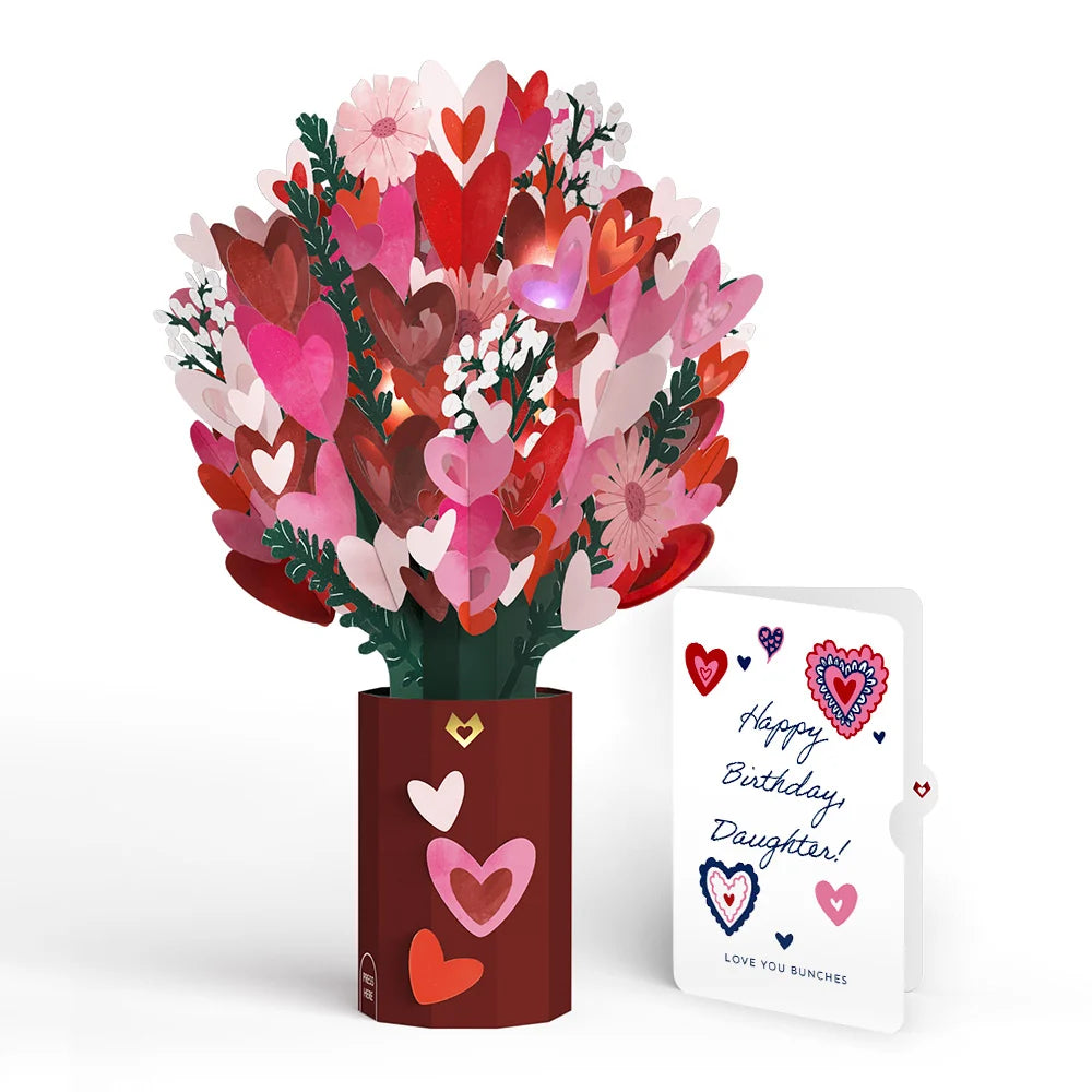 Whimsical Hearts Birthday Light-Up Bouquet and Sentiment Set for Daughter