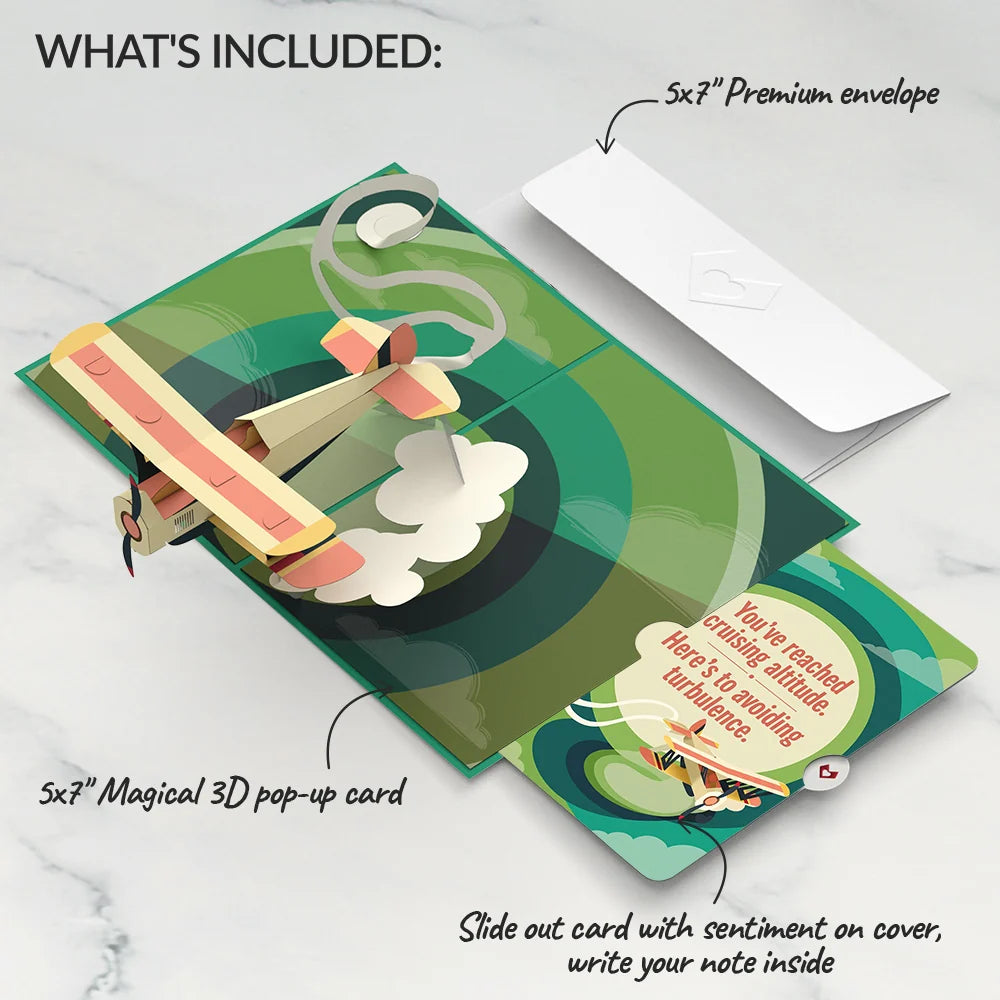 Vintage Plane Birthday Pop-Up Card and Avoiding Turbulence Sentiment Set
