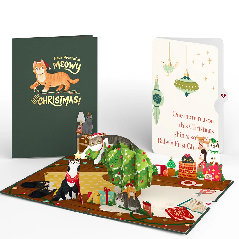 Meowy Little Christmas Cats Pop-Up Card and Sentiment Set for Baby