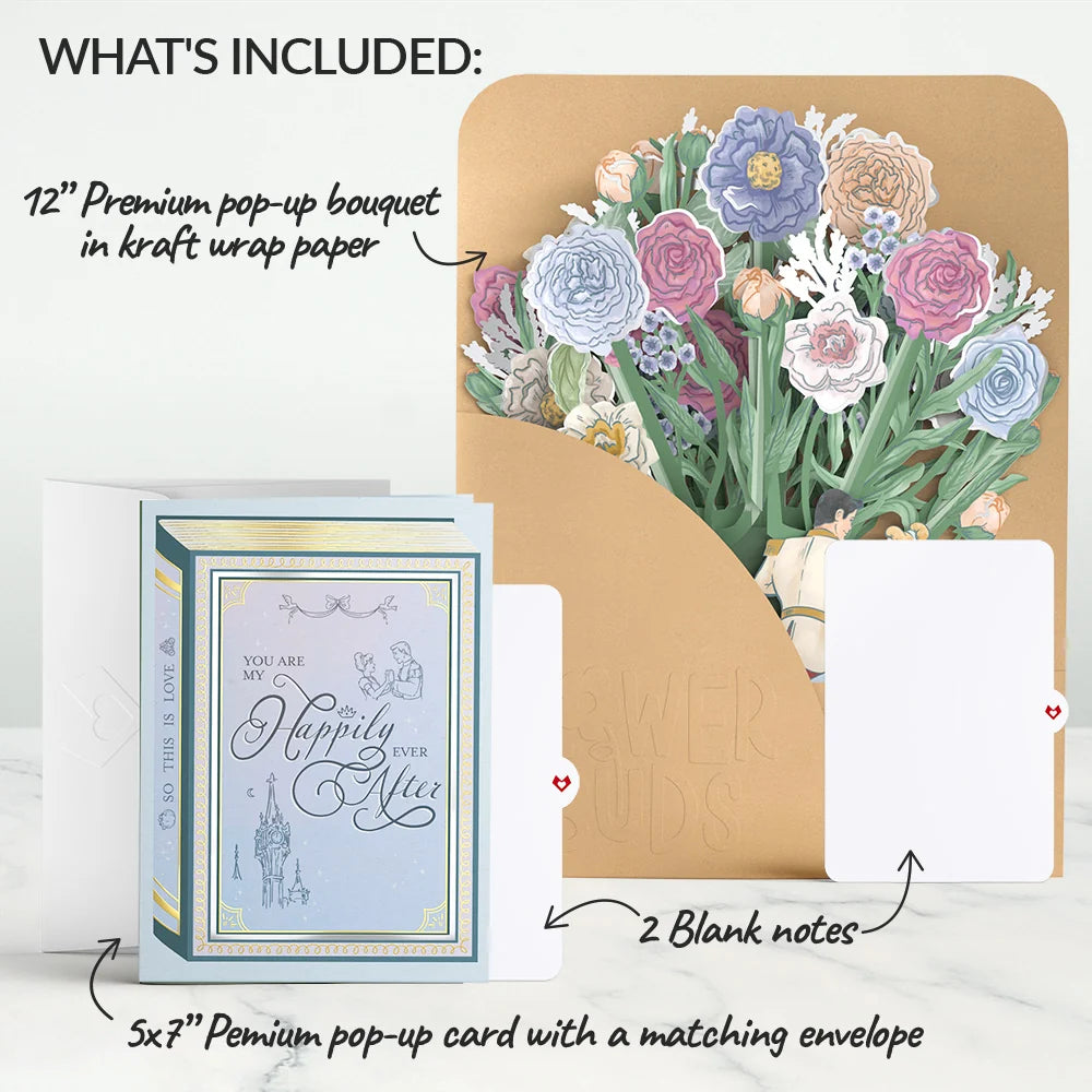 Disney’s Cinderella Pop-Up Card & Flower Buds Bouquet Bundle