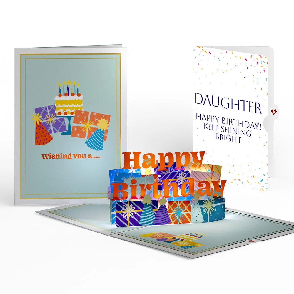 Wishing You a Happy Birthday Music and Lights Pop-Up Card and Sentiment Set for Daughter