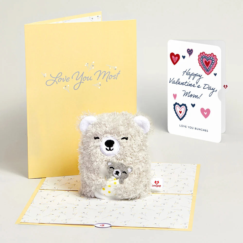 'Love You Most' Mama Bear Valentine Plushpop Card and Sentiment Set for Mom