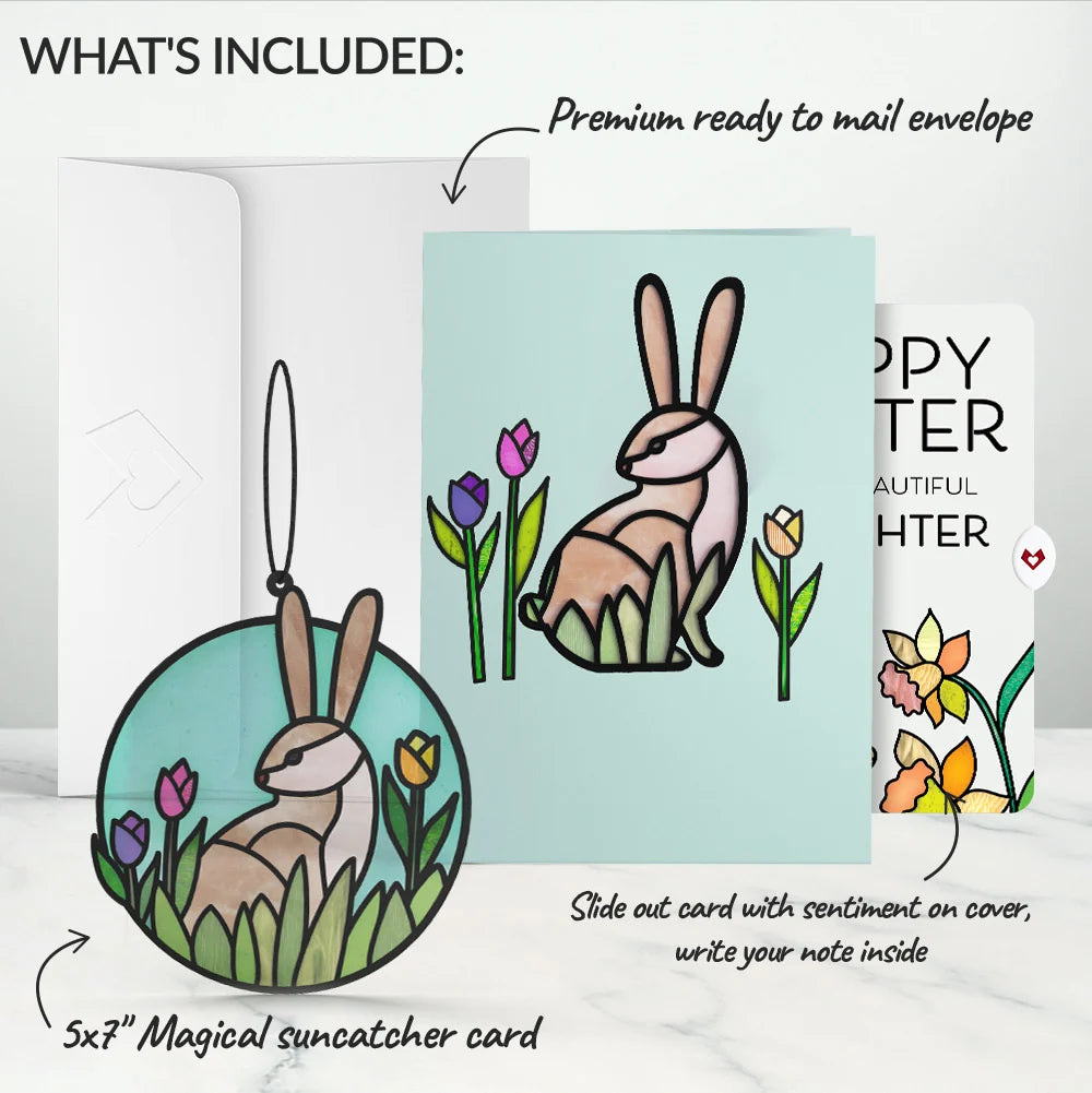 Springtime Bunny Easter Suncatcher Card and Sentiment Set for Daughter