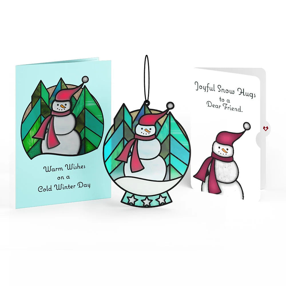 Warm Wishes Snowman Winter Suncatcher Card and Sentiment Set for Friend