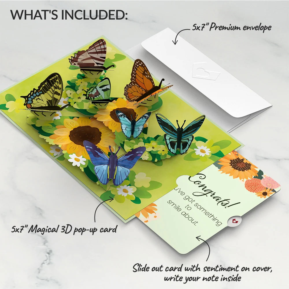 Sunflower Butterflies Congratulations Pop-Up Card and Sentiment Set