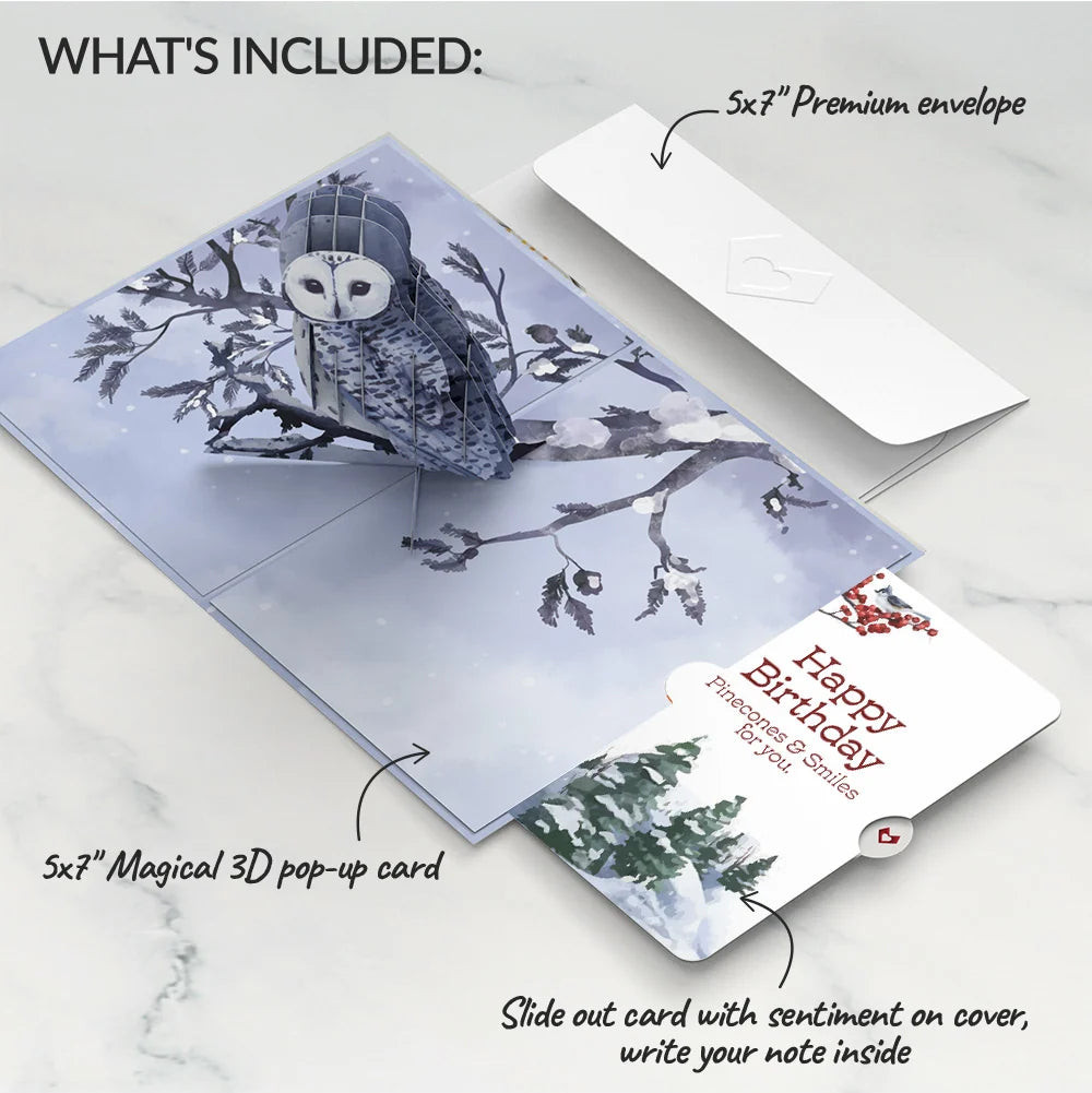 Snowy Owl Birthday Pop-Up Card and Sentiment Set