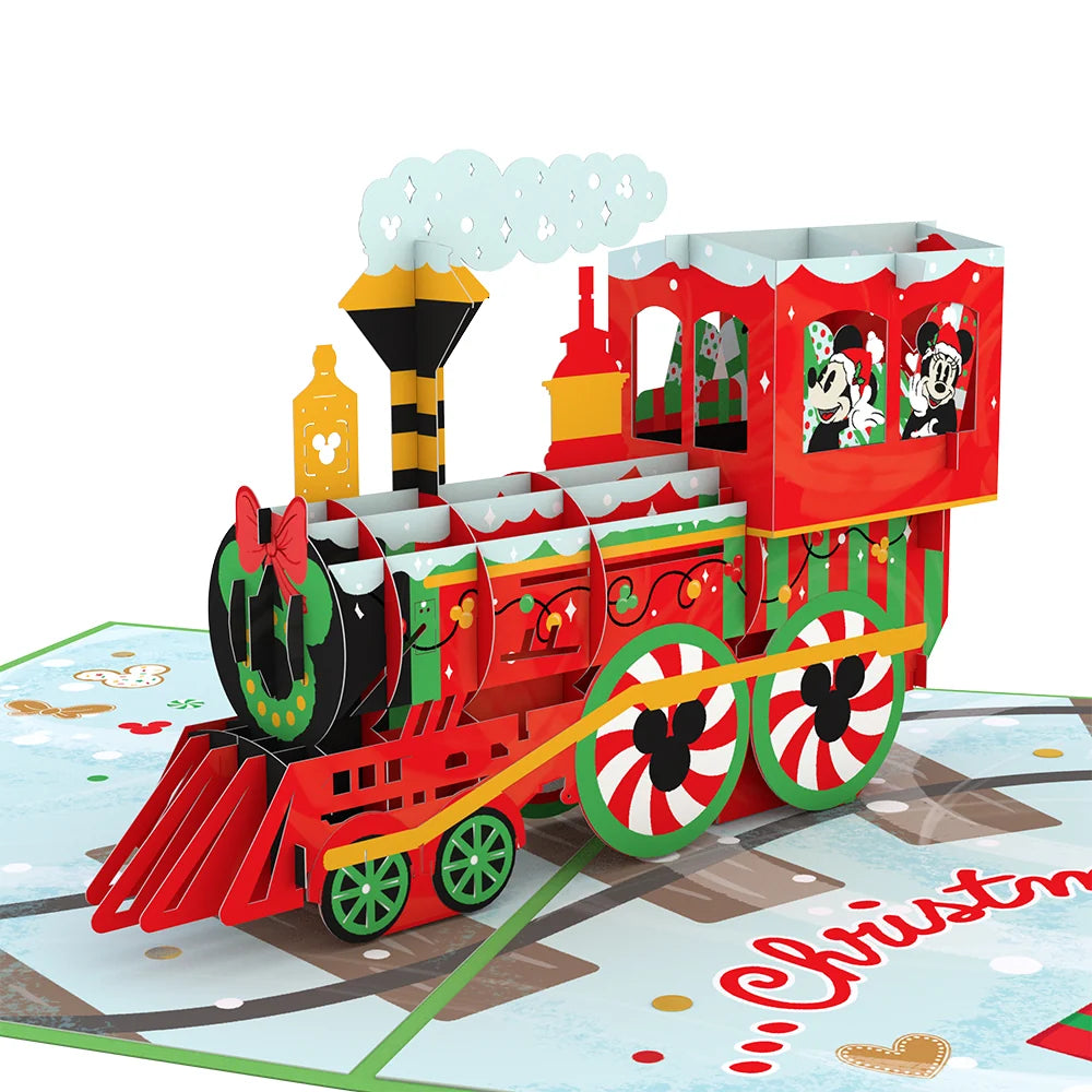Disney's Mickey & Minnie Mouse Christmas Train Pop-Up Card