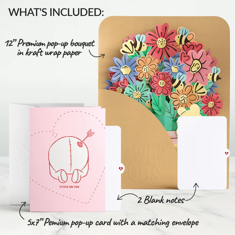 Disney’s Winnie the Pooh Pop-Up Card & Flower Buds Bouquet Bundle