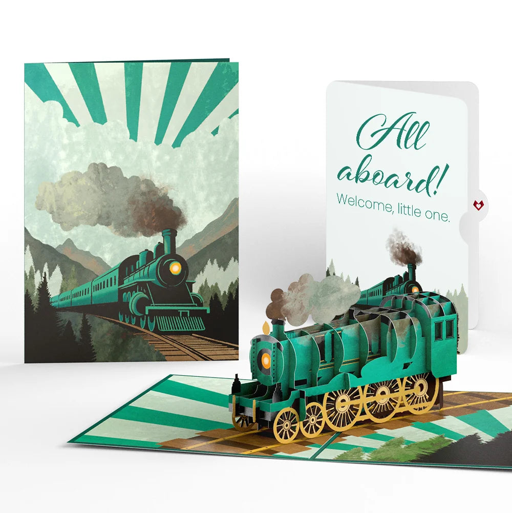 Classic Train New Baby Pop-Up Card and Sentiment Set