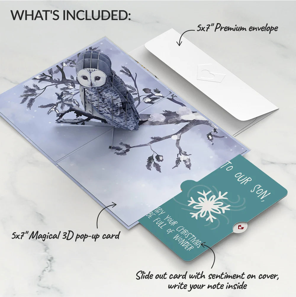 Snowy Owl Christmas Pop-Up Card and Sentiment Set for Son