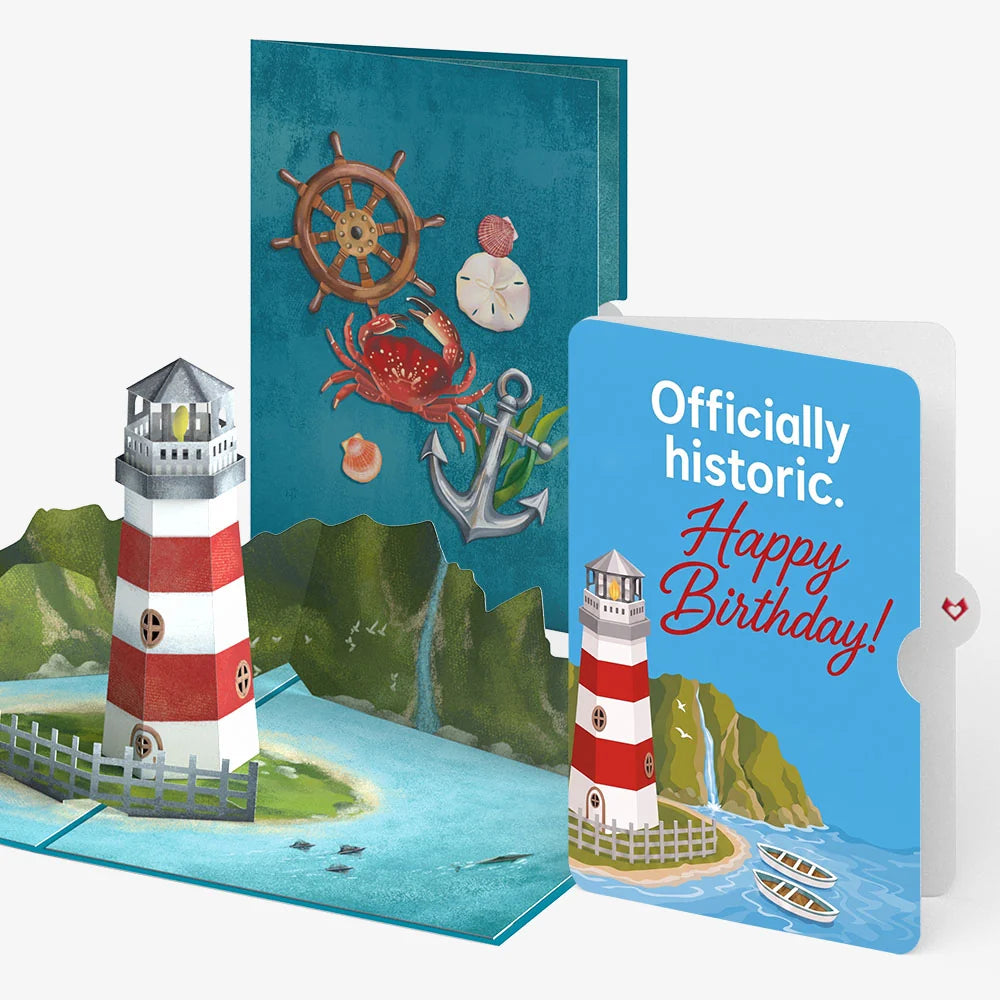 Coastal Lighthouse Birthday Pop-Up Card and Officially Historic Sentiment Set