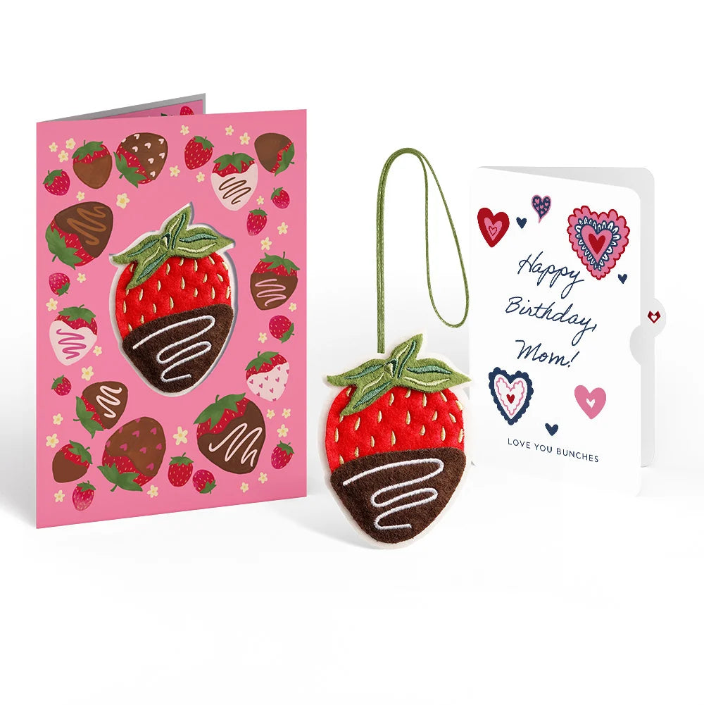 Sweet Strawberry Birthday HeartFelt Charm Card™ and Sentiment Set for Mom
