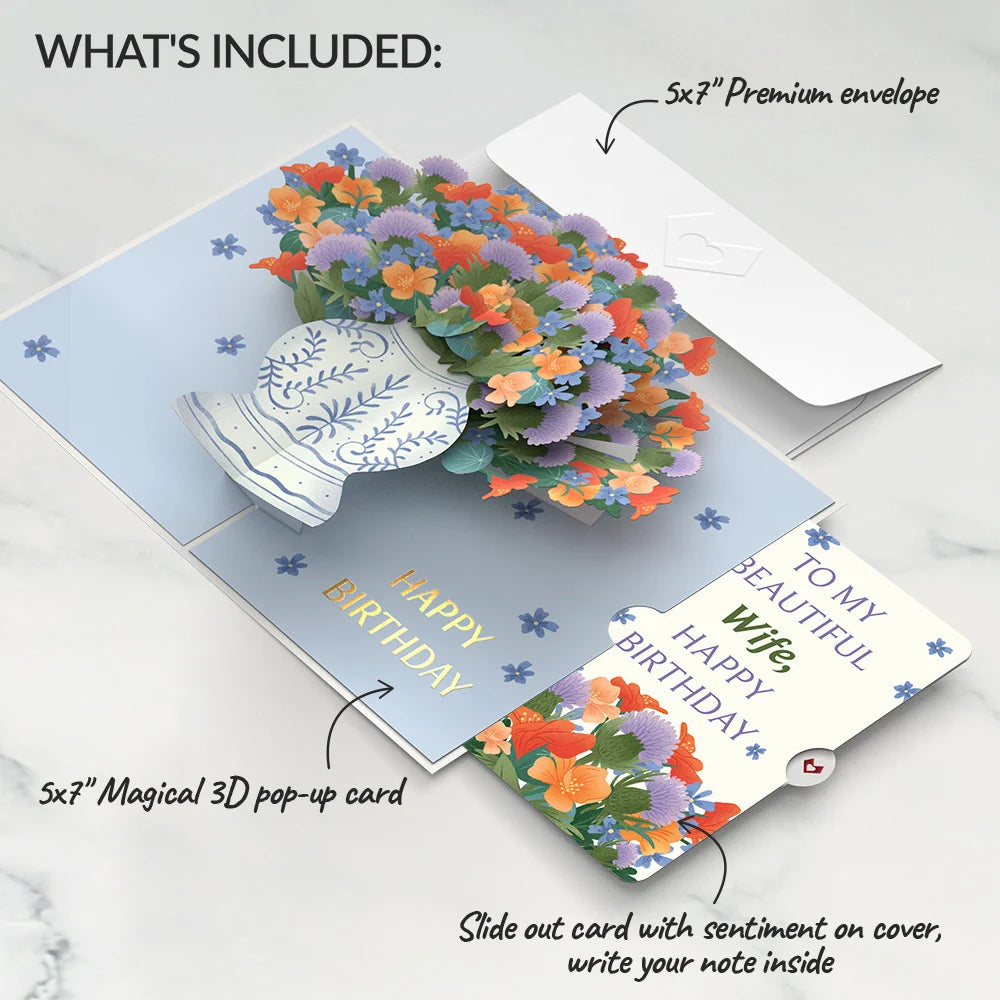 Birthday Bouquet of Happiness Pop-Up Card and Sentiment Set for Wife