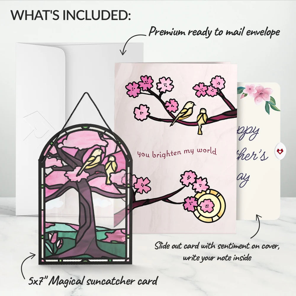 You Brighten My World Birds Mother's Day Suncatcher Card and Sentiment Set