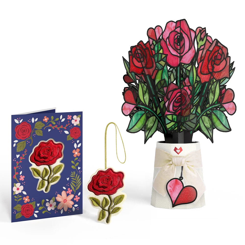 Everlasting Rose HeartFelt Charm Card™ & Suncatcher Bouquet Bundle