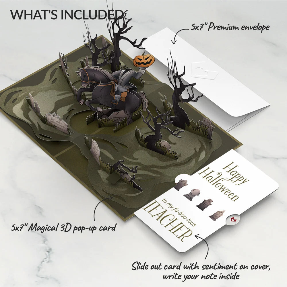 Headless Horseman Halloween Pop-Up Card and Sentiment Set for Teacher